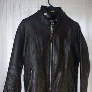 VINTAGE WOMENS BLACK LEATHER SEARS THE LEATHER SHOP JACKET SIZE 12
